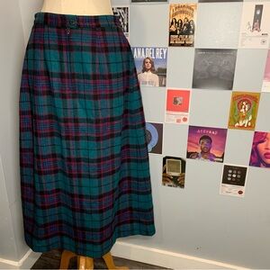Vintage Woolrich Plaid Skirt Teal and Fuchsia Plaid Skirt